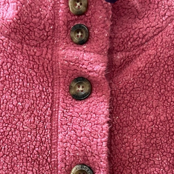L.L.Bean Women’s Speckled Pink Fleece Button Down Jacket Warm Cozy Size M - Picture 6 of 13